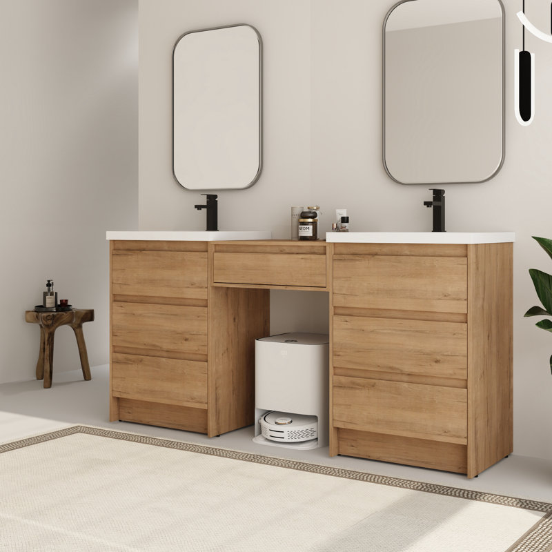  Ensemble de meuble-lavabo double 72 po avec plateau en résine Bellmead