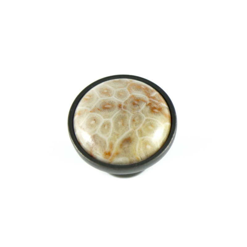 1.25" Diameter Mushroom Knob, Oiled Rubbed Bronze/Beige
