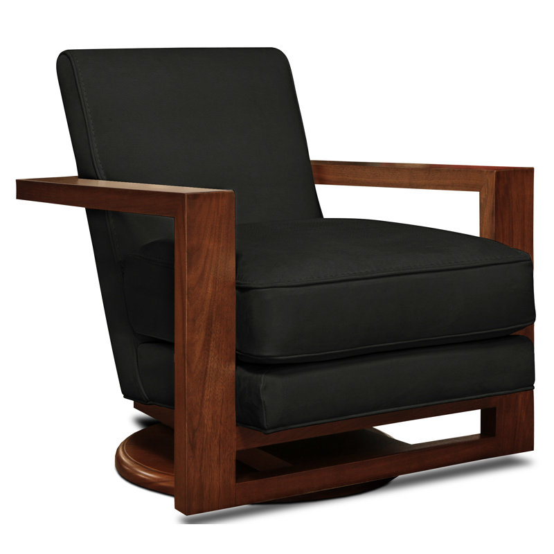 Monroe Leather Swivel Armchair, Onyx (Dreamer), Espresso