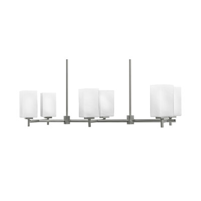 Dearman 6 Light Island Light With 3.5" Square White Marble Glass