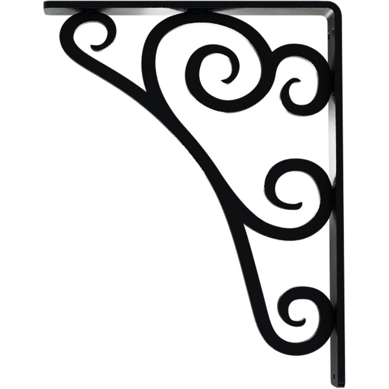 Tristan Wrought Iron Bracket, 10" H x 1.5" W x 7.5" D, Black