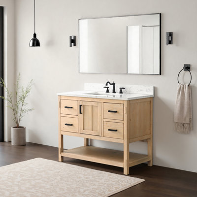 Meuble-lavabo sur pied simple 42 po avec dessus en pierre reconstituée Seddon
