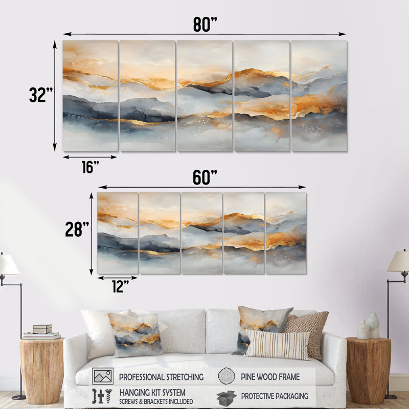 Ondrea - art mural marbré - décoration murale moderne, H 28 po x l 60 po, 5