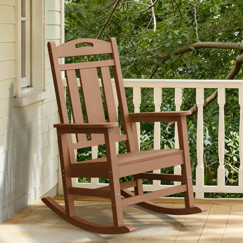 Chaise Adirondack berçante en PEHD pour l'extérieur, Teak