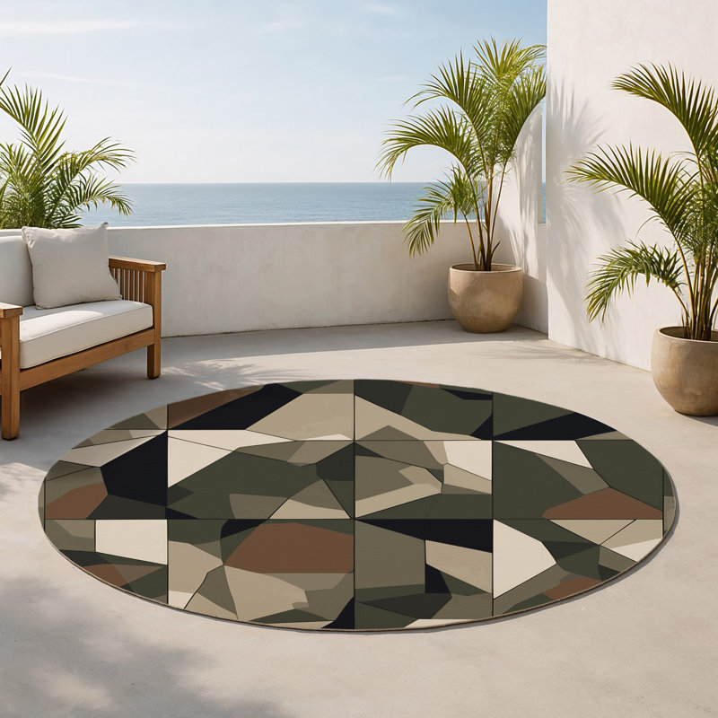 Tapis intérieur et extérieur Grid Pulse, Rond 5 pi