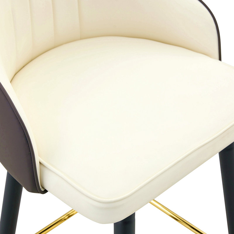 Ensemble de 2 tabourets de bar en cuir polyuréthane épissés: hauteur de 37,7 po, hauteur de siège de 25 po, repose-pieds décoratif doré