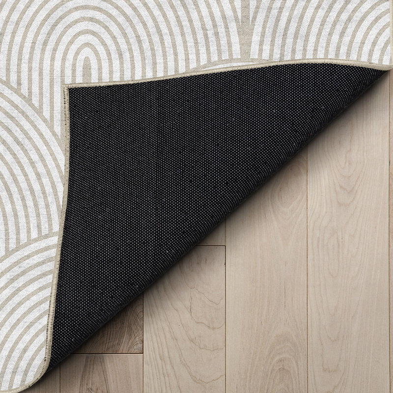 Tapis tissé à plat beige Kehr Echo Arch - facile à nettoyer et durable, Rectangle 5 pi x 3 pi 3 po