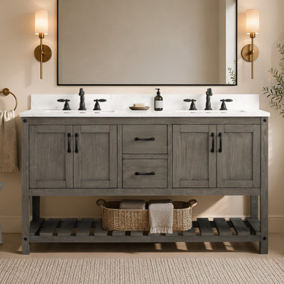 Radstock 60'' Double Bathroom Vanity with Engineered Quartz Top