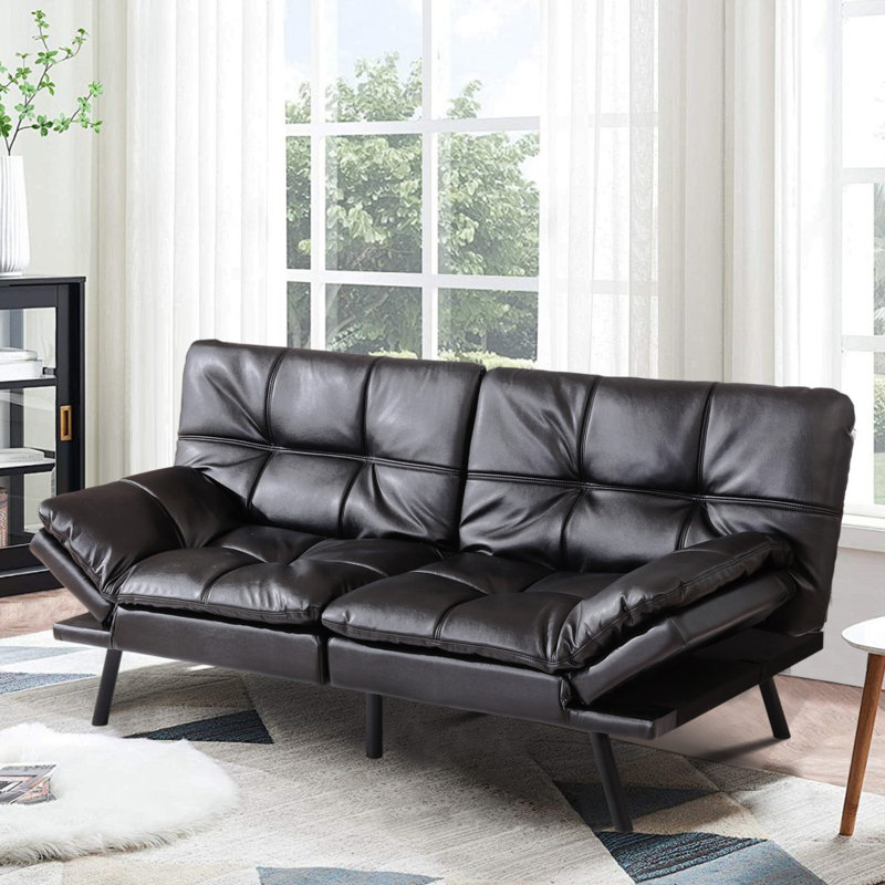 George Oliver & Unia ！！ Futon Sofa Bed with Adjustable Armrests & Backrests - 2.5" Plush Memory Foam, 15-Min Assembly, Compact Space Hero