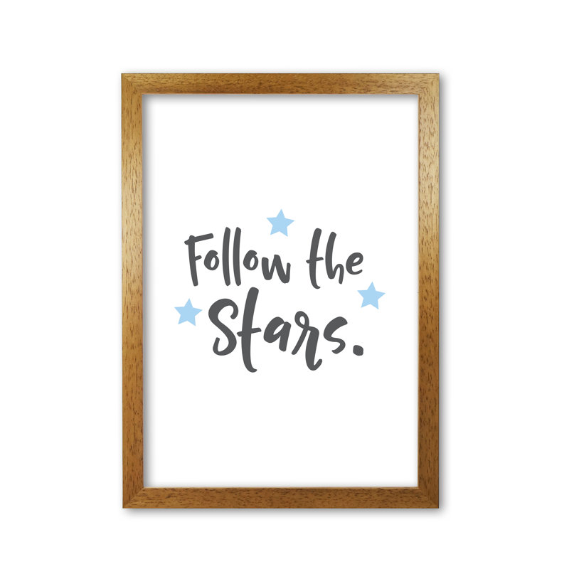 Follow The Stars - Print, 60 cm H x 42 cm W x 5 cm D, Honey Oak Frame