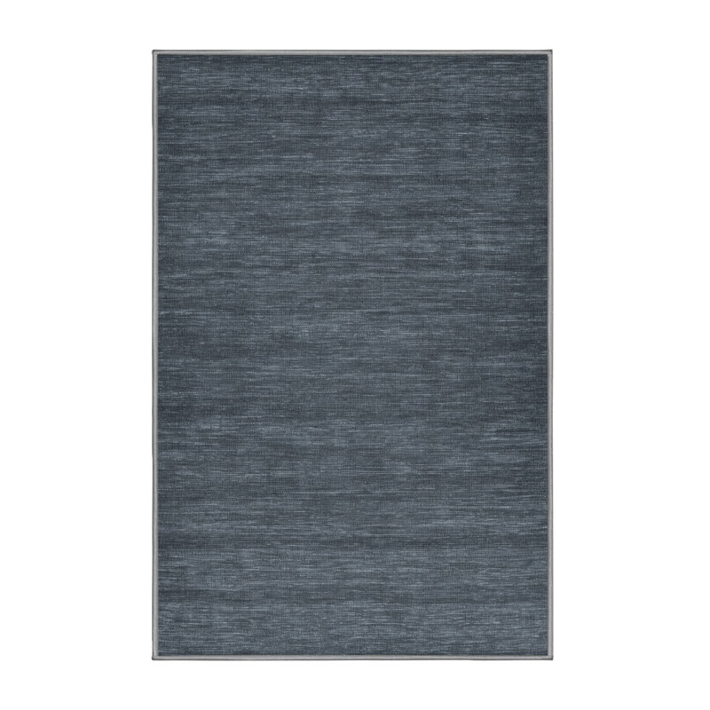 Machine Washable Solid Gray Area Rug, Rectangle 3' x 5'
