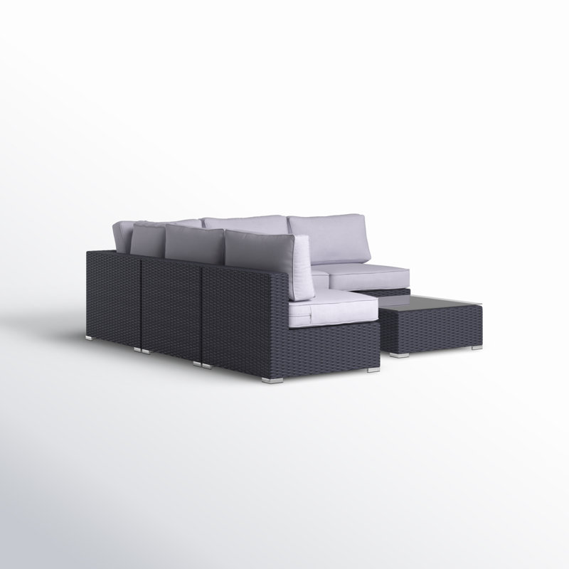 Bessemer Wicker Fully Assembled 4 - Person Seating Group with Cushions