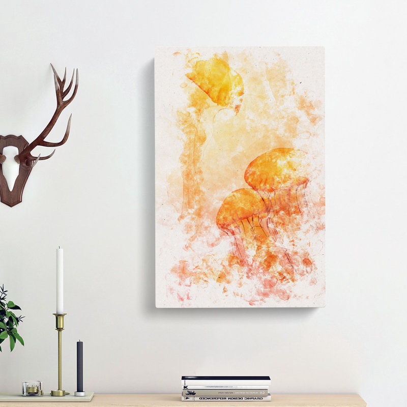The Orange Jellyfish - Wrapped Canvas, 60cm H x 40cm W x 3cm D