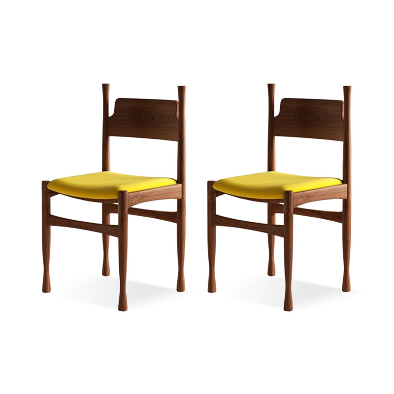 Chaise d'appoint à dossier solide brun-noisette (ensemble de 2), Brun noyer, Brun noyer, Brun noyer