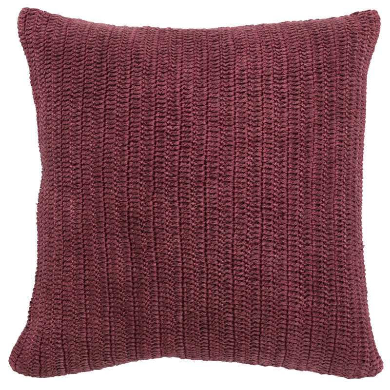 Marcie Knitted Linen Throw Pillow, Square 22", Gray