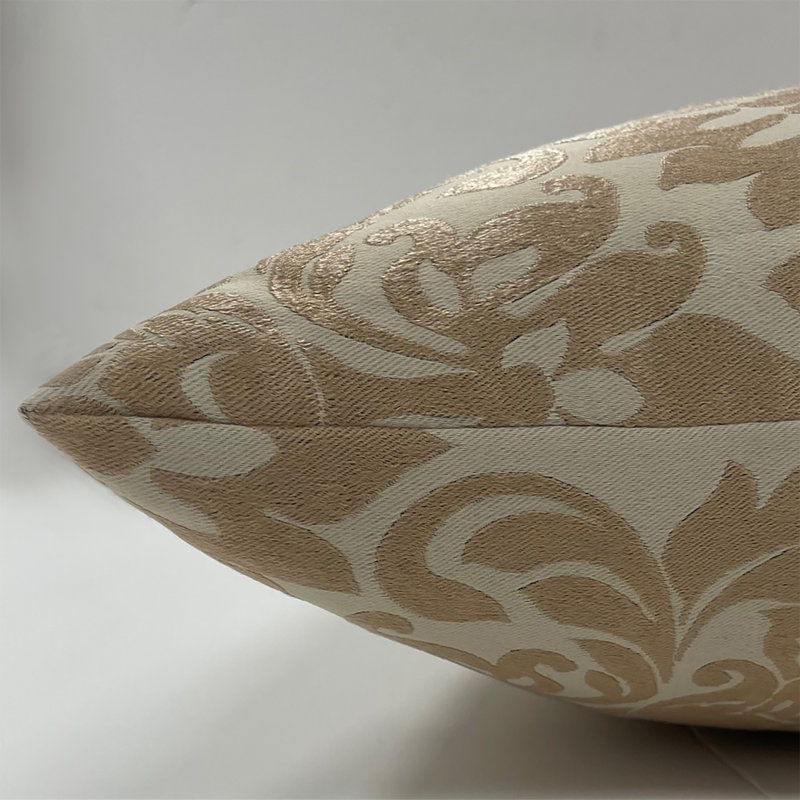 Sutton Damask Reversible Throw Pillow, Tan