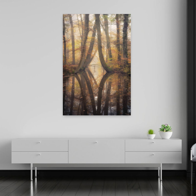 Art contemporain de forêt d'automne abstraite, H 60 po x l 40 po