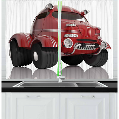Cars 2 Piece Kitchen Curtain