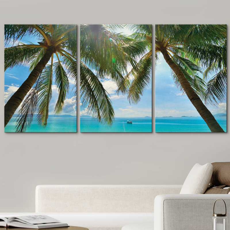 Décoration murale moderne vert palmier tropical vert, H 24 po x l 48 po