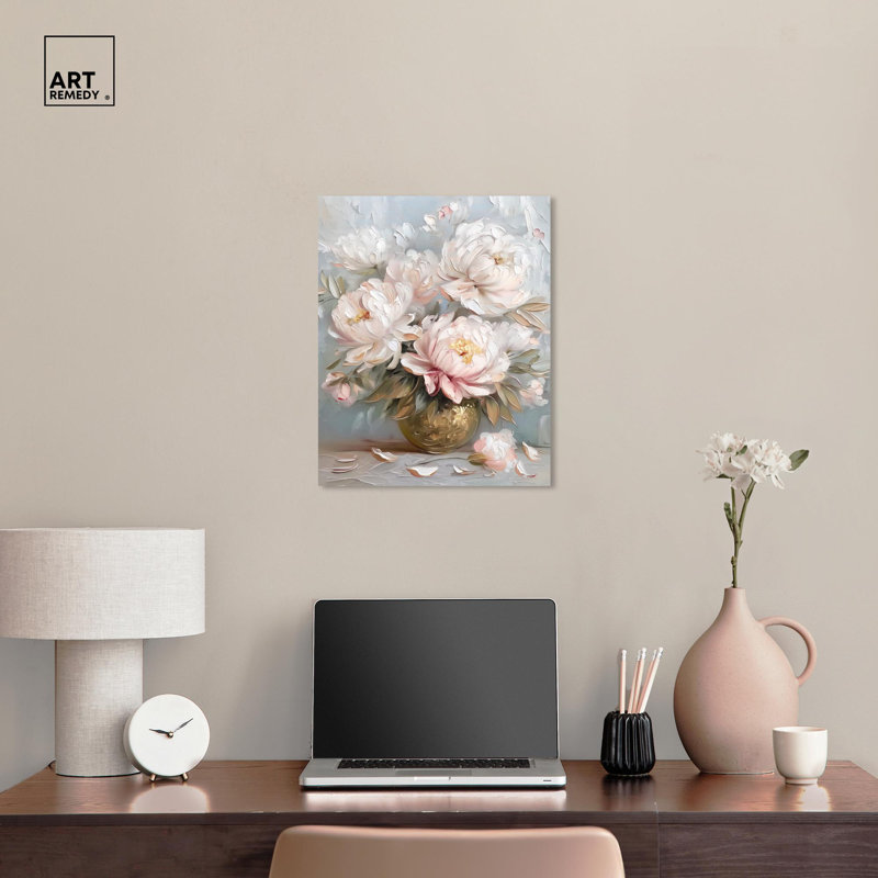 Tender Pink Swirl Canvas Elegant Florals par , H 20 po x l 16 po, Toile tendue