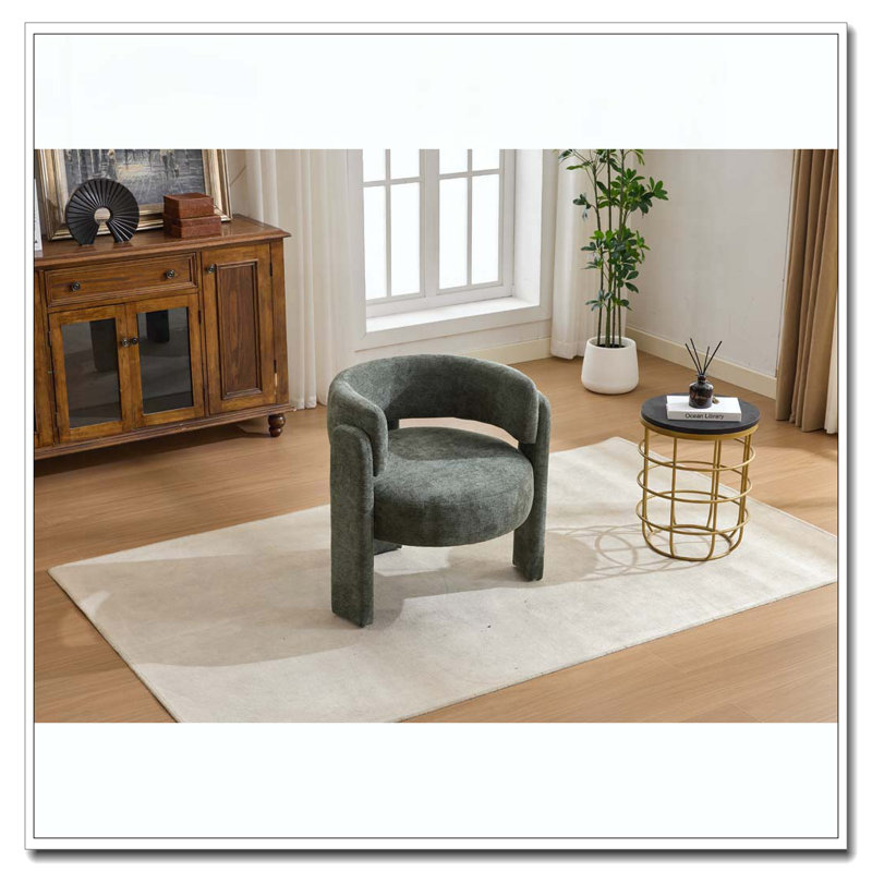 Fauteuil d'appoint moderne, fauteuil d'appoint contemporain en tissu Boucle, Vert antique