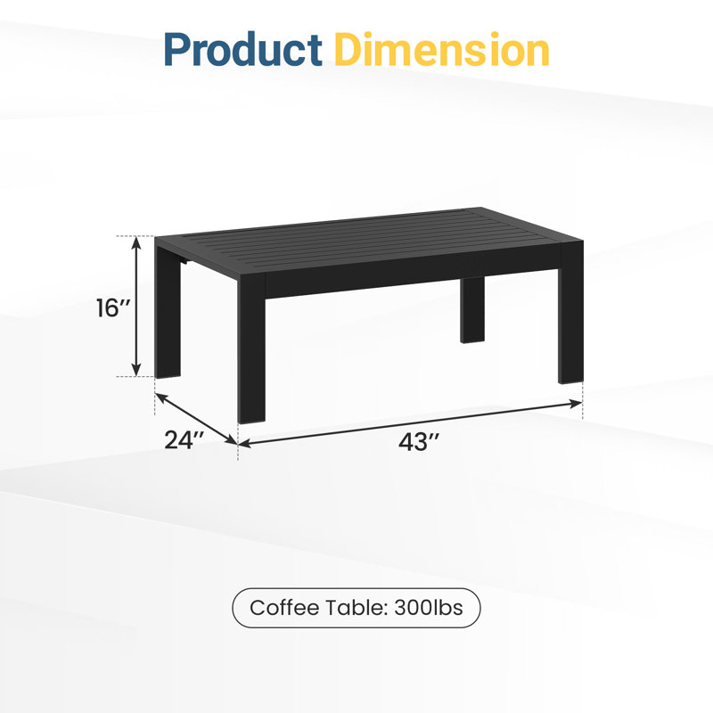 Table basse d'extérieur pour terrasse, Noir, noir, noir, noir
