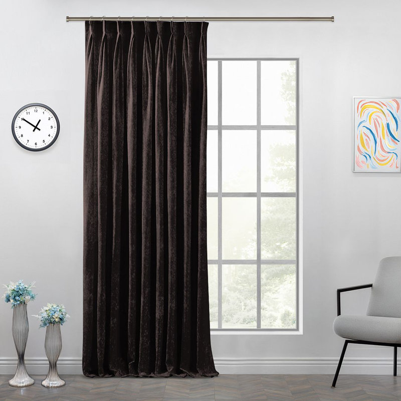 Room Darkening Single Curtain Panel, 130cm Width x 295cm Drop, Deep Black