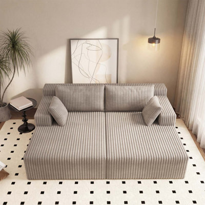 Cloud Sectional Couch With Shape Chaise, Modern Modular Sofa With Deep Seat, Upholstered For Living Room And Bedroom, No Assembly Required (Plush Corduroy Fabric)