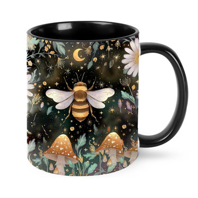Bee Coffee Mug for Women Ceramic Tea Cup with Handle Funny Novelty Mugs Porcelain Mug Gift for Office Home 11oz