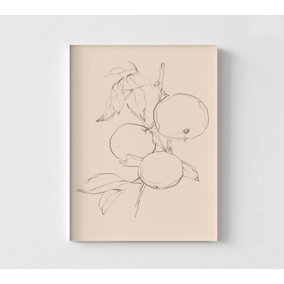 «Fruit Contour Study I» par Victoria Barnes, impression de dessins de fruits encadrés, impression de dessin au trait, impression de fruits minimalistes, art mural encadré