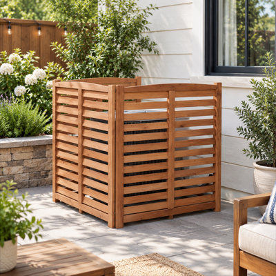Solid Wood Outdoor Privacy Screen Multi Purpose Freestanding Slatted Enclosure Panel