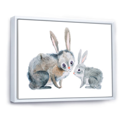 Mère lapin et bébé lapin - peinture sur toile