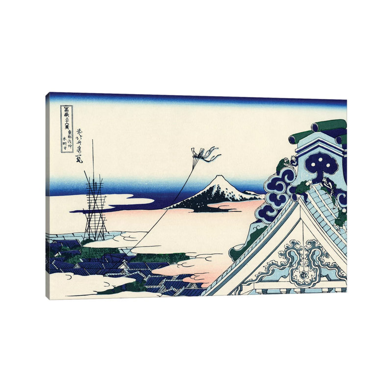 Asakusa Honganji Temple In The Eastern Capital, C.1830 by Katsushika Hokusai - Wrapped Canvas Print