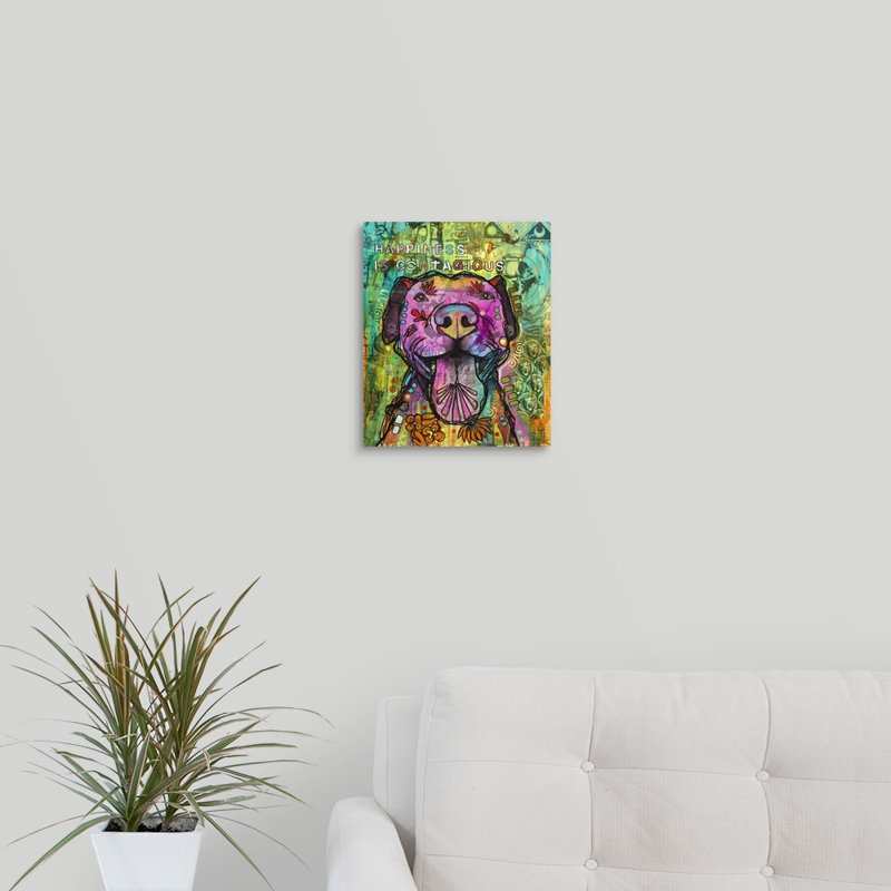 « bonheur is contagieuse », Toile tendue, H 30 po x l 25 po x P 1,5 po