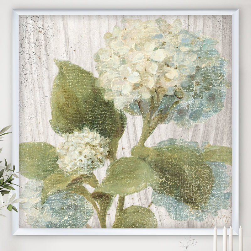 « goauche green fleur ii »-reproduction d’image sur toile, H 30 po x l 30 po x P 1 po, Cadre blanc