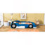 Lit plateforme double en forme de voiture de course avec roues, bleu-1124163157
