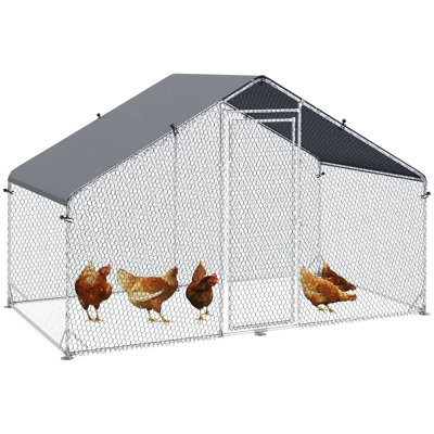 Walk In Chicken Run Large Galvanised Chicken Coop with Cover