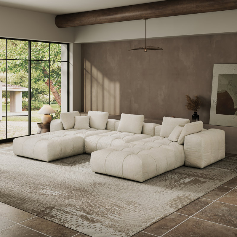 Modular Sectional Sofa Couch, Oversized Free Combination Deep Seat Sofa, Cushion Covers Removable & Washable, Fabric, Down Filled