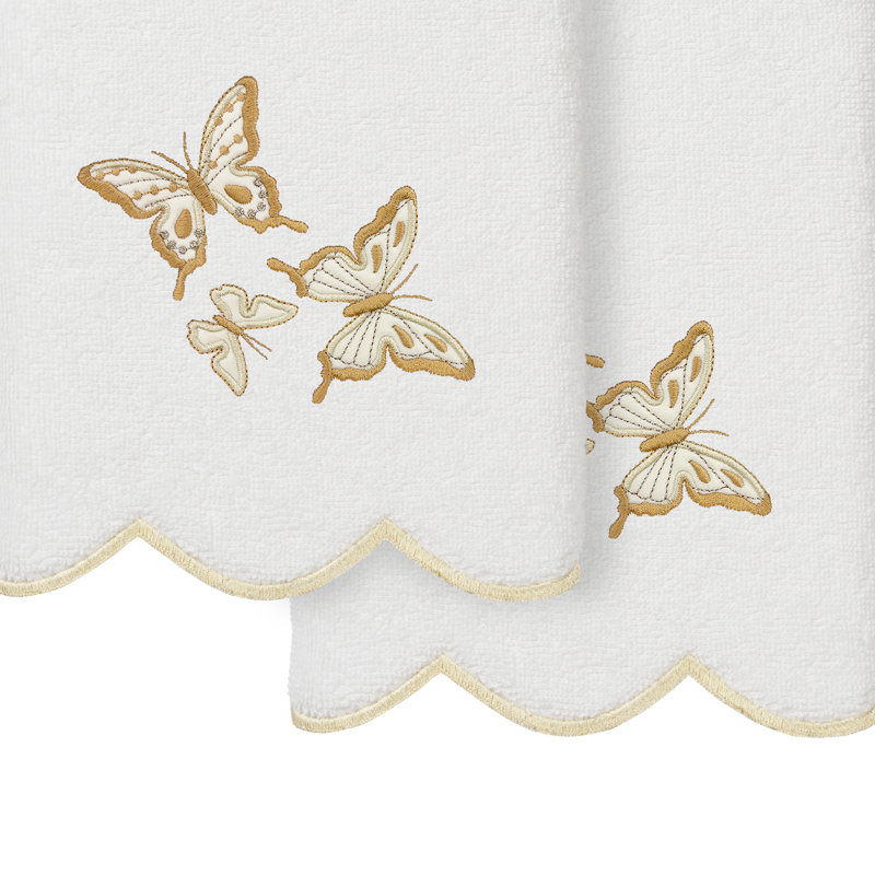 Ensemble de serviettes à main 2 pièces en lin 100% coton turc BRITNEY Linum Home Textiles, Blanc / beige