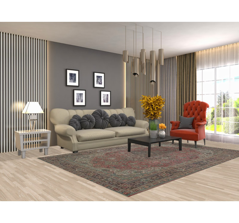 Tapis traditionnel en laine vieilli 6 x 10