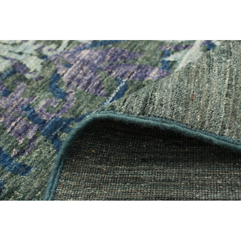 Tapis gris foncé en laine noué à la main Cresthaven