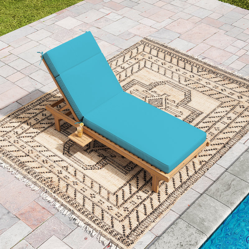 Wynee Outdoor 4'' Chaise Lounge Cushion (1 Pcs), Lake Blue, 80" W x 26" D 