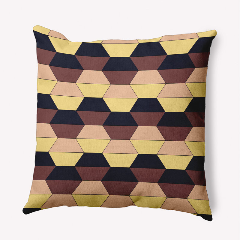 Coussin intérieur / extérieur Leafy Branch, H 20 po x l 20 po, Brun / noir / beige géométrique