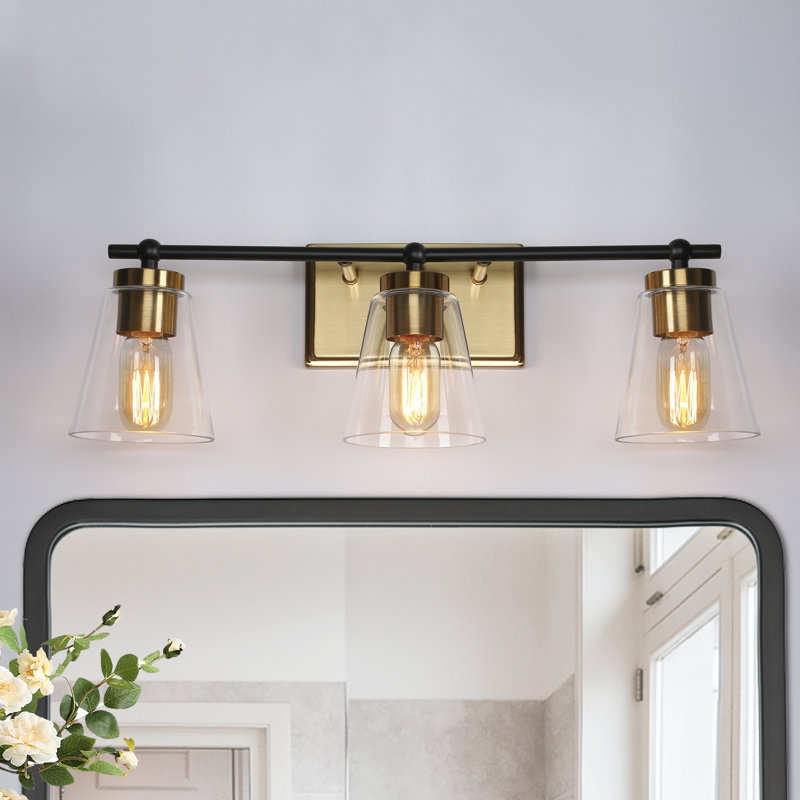 Luminaire de salle de bain moderne à 3 lumières de 22 po de largeur à intensité variable, H 8 po x l 22 po x P 6,5 po