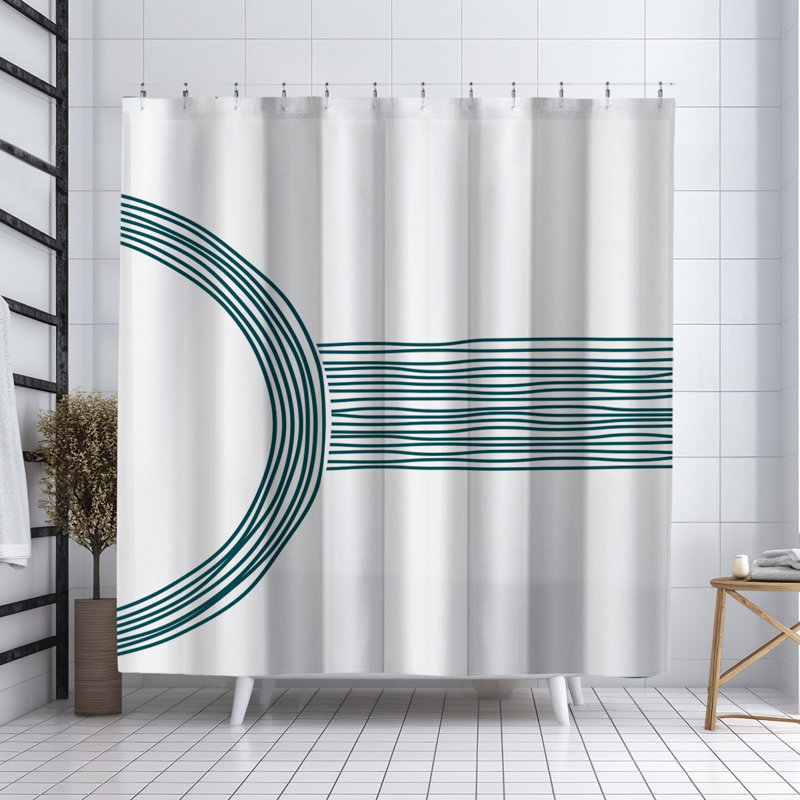 Virgo Minimalist Lines Shower Curtain, Emerald