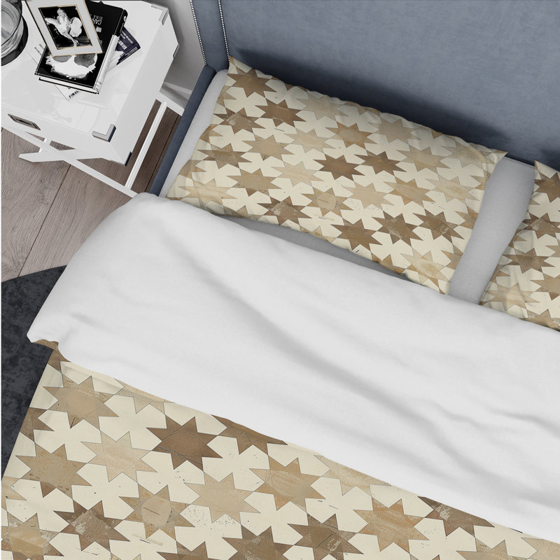 Beige crème moderne Star I - ensemble de housse de couette moderne, Housse de couette très grand et 2 très grandes t