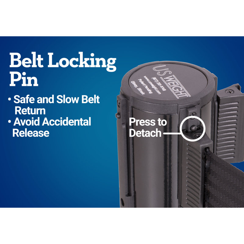 Black Steel Stanchion Set with Blue Retractable Belt