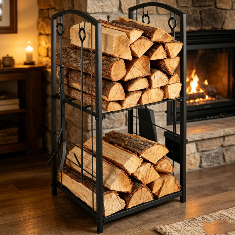 Firewood Rack with Log Storage