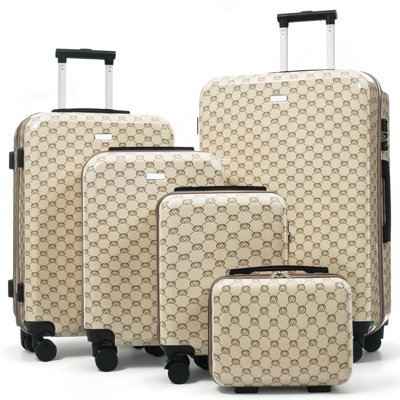 5-Piece Hardside Luggage Set with TSA Lock, 14/16/20/24/28 Inch ABS Spinner Suitcases, 360° Quiet Rolling Wheels, Multi-Stage Adjustable Handle
