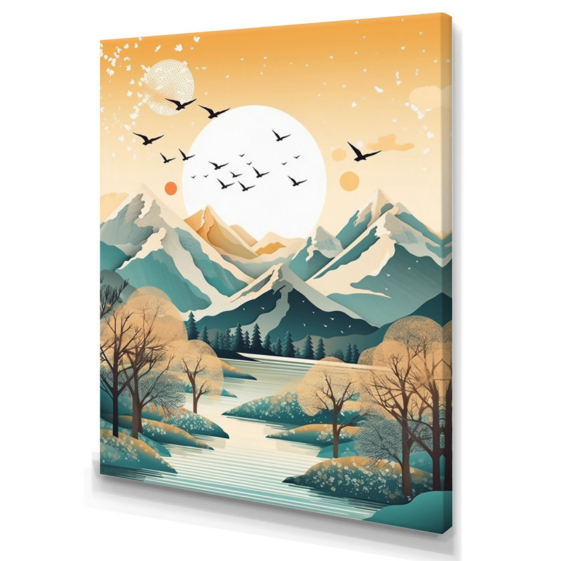 «Snow Covered Mountain Peaks II», reproduction d'art sur toile, H 20 po x l 12 po x P 1 po, Toile tendue
